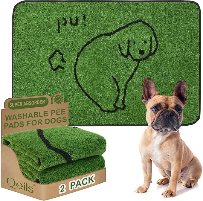 Reusable Puppy Pads , Washable Pee Pads for Dogs 36" x 24" 2 Pack | Super Absorbent & Leakproof Potty Training Pads, Plush Grass-Look With Non-Slip Backing For Crates, Playpens & Small Pets