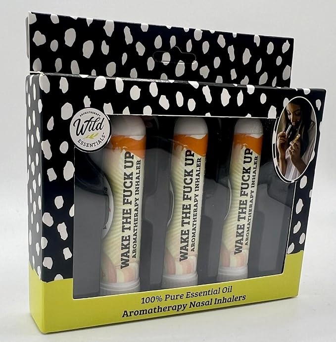 Wilder Essentials 3 Pack of Wake The f Up Aromatherapy Nasal Inhalers Made with Premium Grade Essential Oils to Help Keep You Awake and Energized