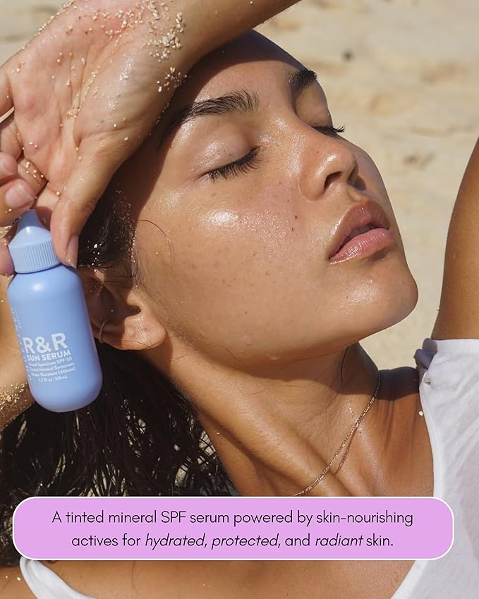Undefined Beauty R&R Sun Serum SPF 50 PA++++ Tinted Mineral Sunscreen with Niacinamide, Water Resistant Broad Spectrum Protection & Blue Light Defense (Medium Tint)