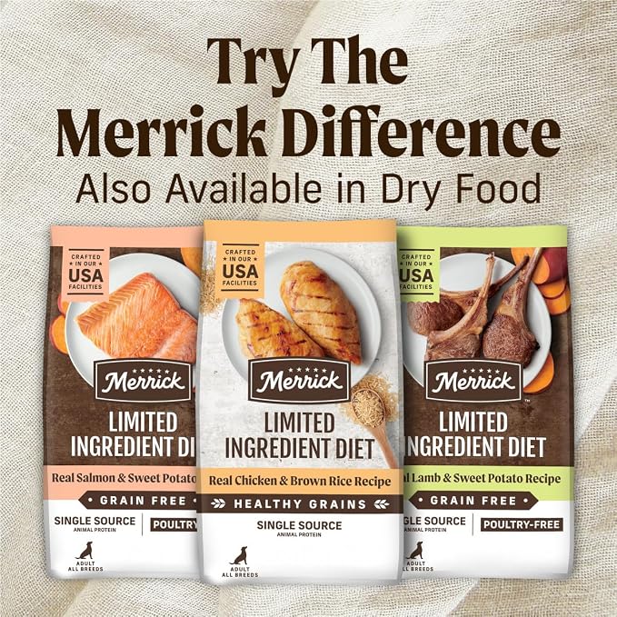Merrick Limited Ingredient Lamb Wet Dog Food, Pack of 12, 12.7 oz Cans | Premium, grain-free and poultry-free, natural lamp recipe for complete balanced nutrition for adult dogs