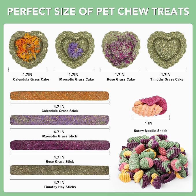 Rabbit Chew Toys Teeth Timothy Hay Sticks, Guinea Pig Chew Treats Toys