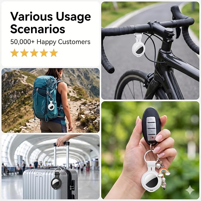 Tracker Tags-4 Pack MFi Certified for Apple Find My iOS Only Air Key Finder | Compatible with Find My App 2 Year Replaceable Battery Waterproof Key Item Finders for Luggages Wallets Backpacks Bags Pets