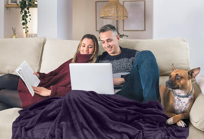 Utopia Bedding Ultra Soft Fleece Bed Blanket Twin Size Purple (60x80 Inch) | Microfiber Plush Warm Lightweight Breathable Cozy Blanket Anti-Static, All Season Use, Gift for Women and Men