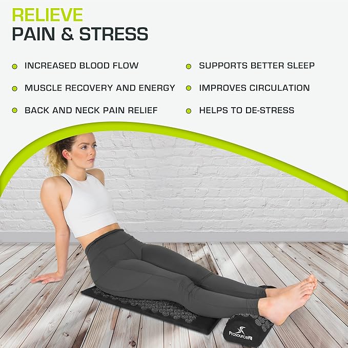 ProsourceFit Acupressure Mat and Pillow Set for Back/Neck Pain Relief and Muscle Relaxation