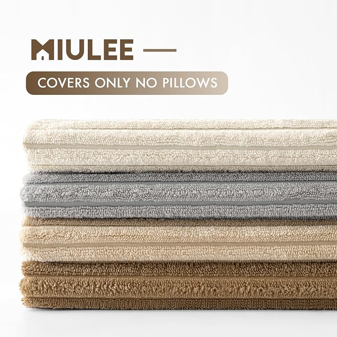 MIULEE Soft Corduroy Decorative Throw Pillow Covers Neutral 18x18 | Set of 4, Mid Century Home Decor, Cream Brown Collection, Boho Farmhouse Cushion Covers for Couch Bed Sofa Living Room