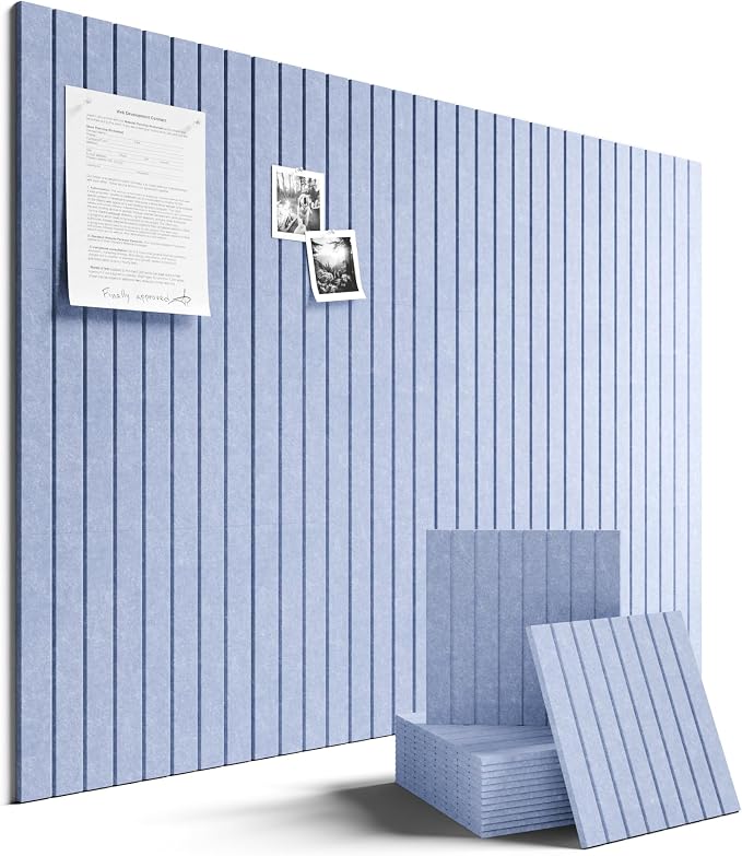 Fluxynara 48" x 36" Large Felt Bulletin Board, Soft Periwinkle | 12 Pack Cork Board Alternative with 60 Safe Adhesive Tabs, Pin Boards for Wall Decor, Home, Office, Classroom,Dorm