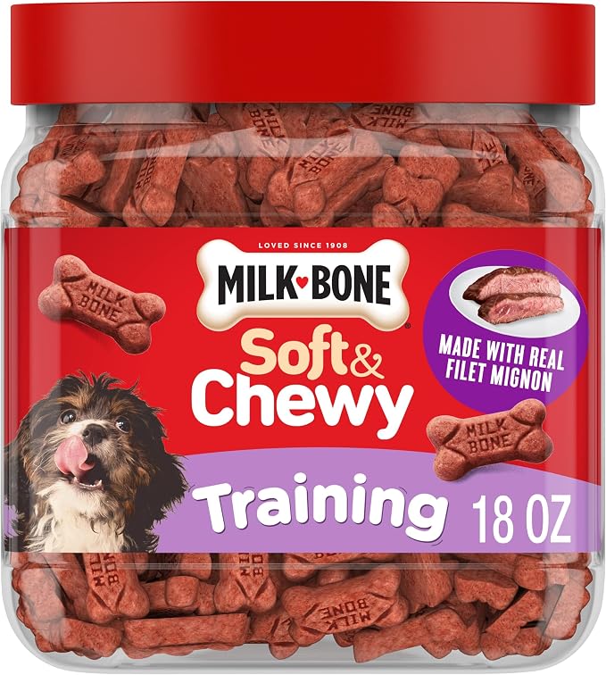 Milk-Bone Soft & Chewy Dog Training Treats, Mini Size, 18 Oz. Bag | Made with real filet mignon, chewy dog treats for dogs of all ages and sizes including puppies