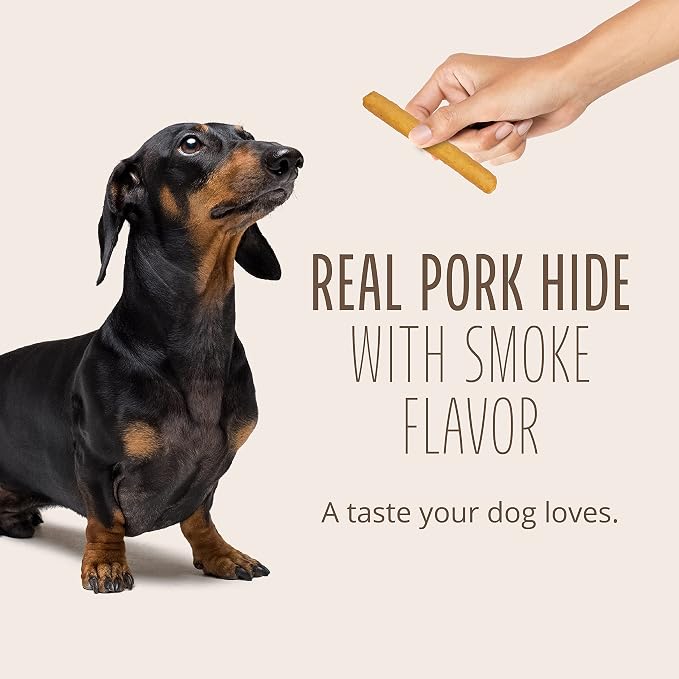 Better Belly Pork Hide Small Roll Highly Digestible Dog Treats, 20 Count | With Natural Smoke Flavor, Long-Lasting Digestible Chew, No Grain Added, No Artificial Colors Or Flavors, For Adult Dogs
