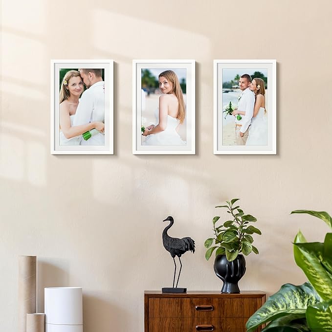 upsimples 11x17 Picture Frame, Gallery Wall Frames Set of 5, White | Poster Frame Collage Wall Decor, 9x15 Picture Frame with Mat for Family, Baby, Hallway, Christmas
