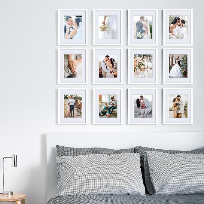upsimples 11x14 Picture Frame Set of 10, Display Pictures 8x10 with Mat or 11x14 Without, Multi Photo Frames Collage for Wall Display, White | Fit 8x10 with Mat and 11 x 14 Photos, Wall or Tabletop Display, For Gallery Hallway Living Room, For Christma...