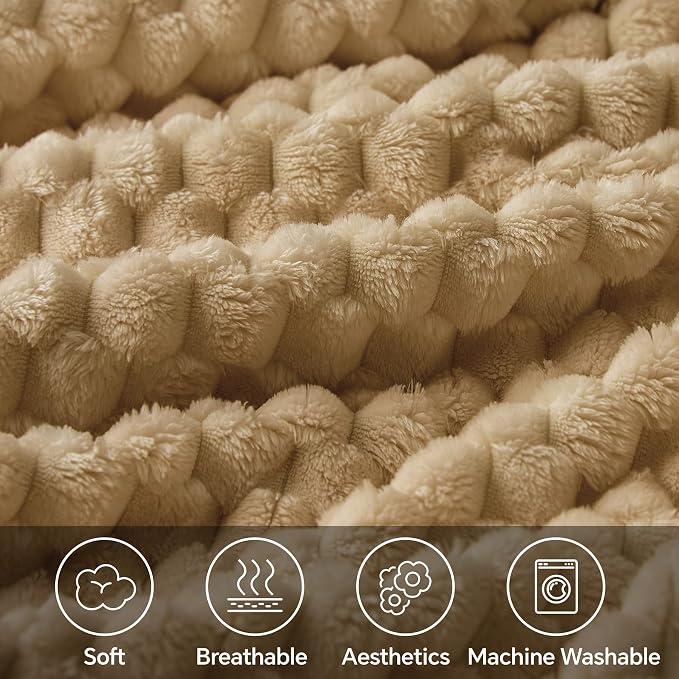 BEDELITE Camel Twin Blanket for Couch, Soft Cozy Gifts for Women, 60 * 80 | 3D Jacquard Decorative Fleece Blanket, Super Soft Plush Throws, Cute Birthday Gift for Women & Men, Suitable for All Seasons