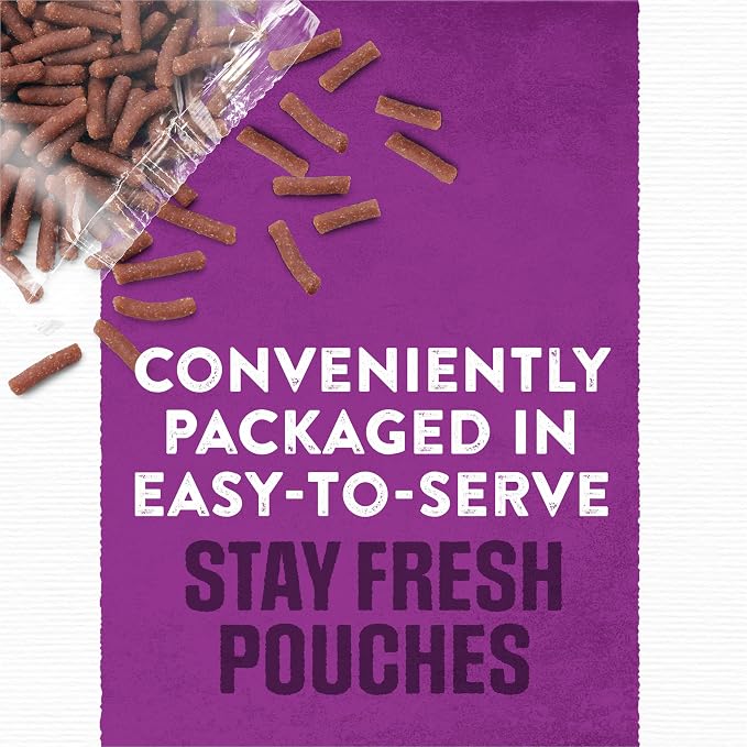 Purina Moist & Meaty Soft Dog Food Pouches, 36 ct | Chopped Burger Flavor adult dog food, made with real beef, individual pouches, no-mess meal or tasty treat