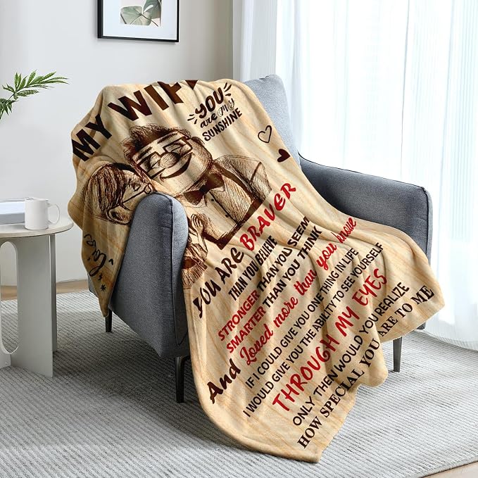 Anniversary Romantic Gifts for Women, To My Wife Blanket from Husband | Birthday Gifts for Wife - I Love You Gift for Her - Christmas Valentines Mothers Day Gift Ideas - Wife Blanket 60"x80"