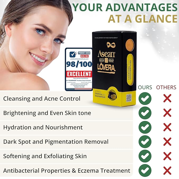 Premium 2X African Black Soap – Activated Charcoal 24K Gold & Vitamin C – Handmade Natural Bar for Face & Body Deep Cleansing Acne & Blemish Control Egyptian 100%