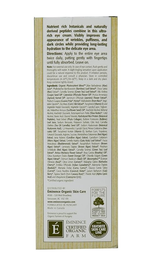Eminence Organic Skincare Marine Flower Peptide, Eye Cream, 1.05 Ounce