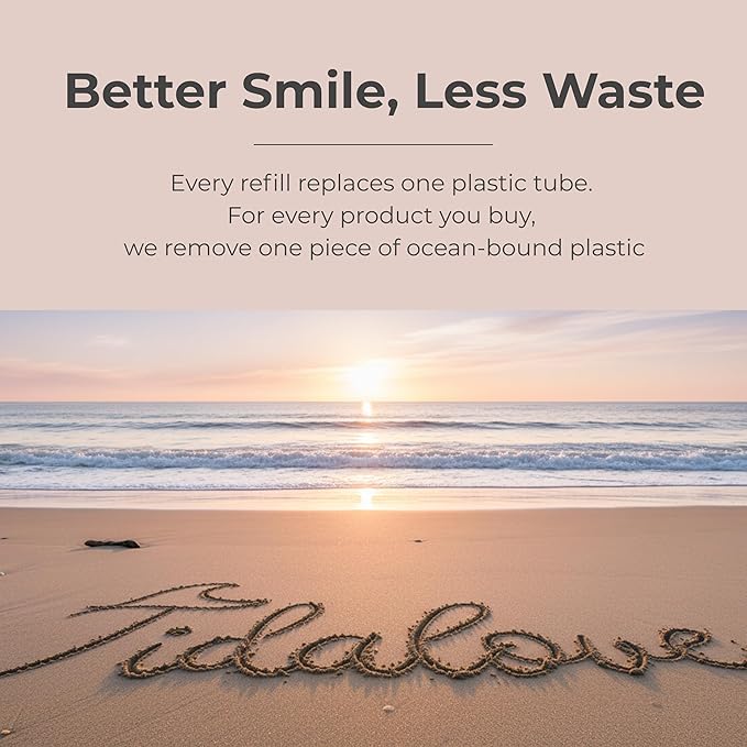 Tidalove Smile More Toothpaste Tablets with Fluoride & Hydroxyapatite (nHAp) – Vegan, Enamel Strengthening, Plastic-Free Paper Refill Pack, 62 Tablets, Cool Mint, 1 Month Supply, Travel-Friendly