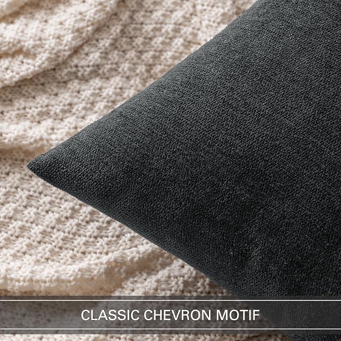 MIULEE Pack of 2 Black Decorative Pillow Covers 18x18 Inch | Soft Chenille Couch Throw Pillows Farmhouse Cushion Covers for Home Decor Sofa Bedroom Living Room