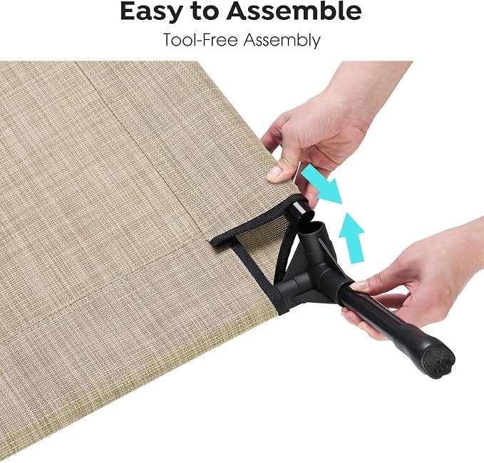 Veehoo Outdoor Elevated Dog Bed Large Sized Dogs, XXL Cooling Raised Dog Cots Beds Training Platform Off Ground Hammock with Breathable Mesh, No-Slip Feet, 59"x37.5", Beige Coffee | Off-ground training platform, portable camping hammock, breathable mes...