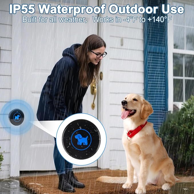 Dog Door Bell 2026 Enhanced Touch, Wireless Doggie Doorbell for Potty Training to Go Outside, IP65 Waterproof, 1000ft Range, 55 Melodies, 5 Modes & Adjustable Volume (1 Button)