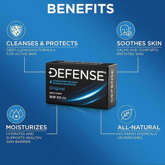 Defense Soap 2pk All Natural Tea Tree Bar Soap for Men | Made by Wrestlers with Tea Tree Oil & Eucalyptus Oil to Promote Healthy Skin