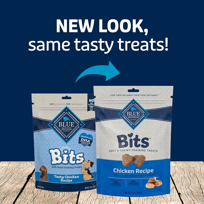 Blue Buffalo Bits Soft Dog Treats for Training, Made with Natural Ingredients & Enhanced with DHA, Chicken Recipe, 19-oz Bag (Pack of 4)