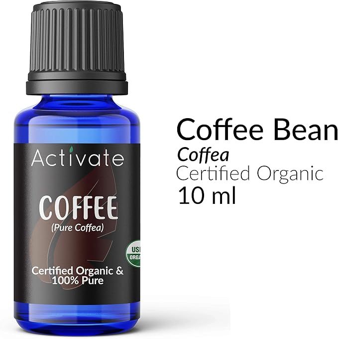 Activate Coffee Bean Organic Essential Oil 100% Pure, USDA Certified Organic, Premium Grade, Undiluted, Natural, Aromatherapy & Diffuser Use 10ml
