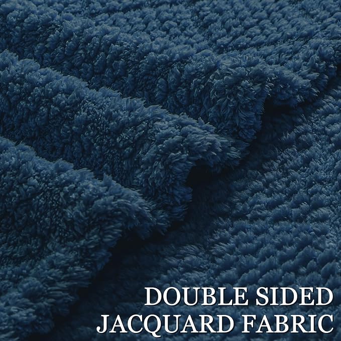 Whale Flotilla Soft Fleece Twin Size Blanket for Bed, Navy Blue | Jacquard Waffle Blankets for Home Decor, Lightweight and Cozy, All Season Suitable, 60x80 Inch