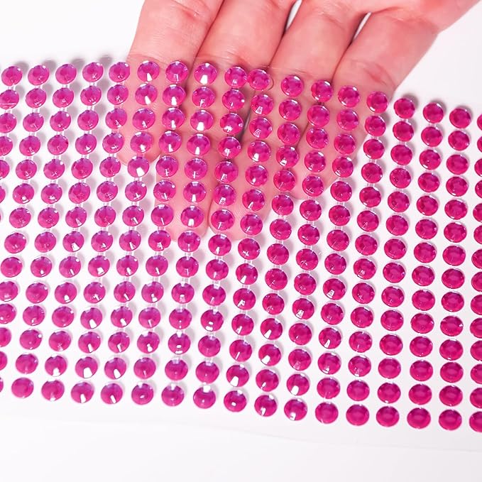 3555PCS Rhinestone Gem Stickers for Crafts Face Gems Temporary Tattoos Acrylic Bling 3/4/5/6/8 MM Stick on Body Jewels Makeup Crystal Hair Nails for DIY Crafts (Rose Red)
