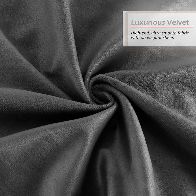 Nestl Throw Pillow Inserts Pack of 2 with Velvet Soft Solid Decorative Square Throw Pillow Covers Set for Sofa Couch Car Bedroom with 12X20 Throw Pillows Inserts with Cushion Covers, Charcoal Grey