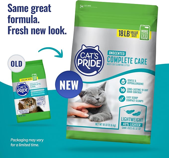 Cat's Pride Complete Care Lightweight Hypoallergenic Unscented Litter 18lb