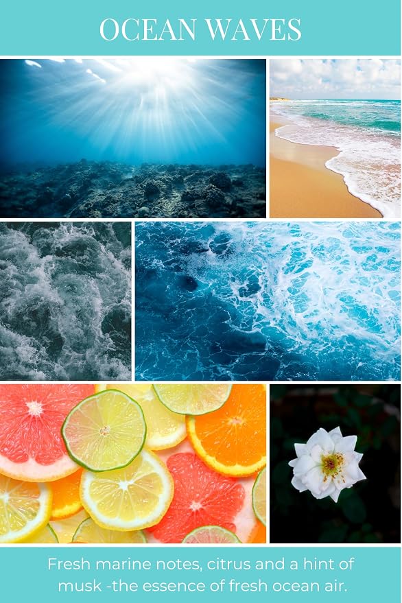 Eco Candle Co. Ocean Waves Tea Light Candles, 10-Pack, 9 Hr Burn Time | Scents of Marine Air, Citrus, & Musk - Recyclable Plastic Cups, No Lead, Hand Poured, Midwest Grown Soybeans, .6 oz. Each