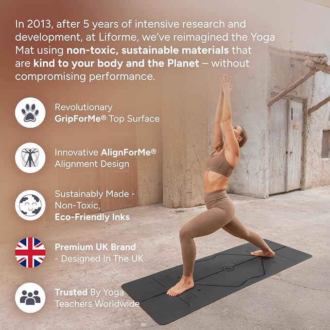 Liforme Printed Yoga Mat Collection - Free Yoga Bag Included - Patented Alignment System, Warrior-like Grip, Non-Slip, Eco-friendly, Sweat-resistant, Long, Wide and Thick for Comfort