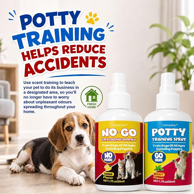 Dog Potty Training Spray Set, Puppy Pee Spray, Stops Urination & Marking, Indoor & Outdoor Potty Training for Dogs & Puppies, Essential Tools for Dog Training (1.7 fl oz, 2-Pack)