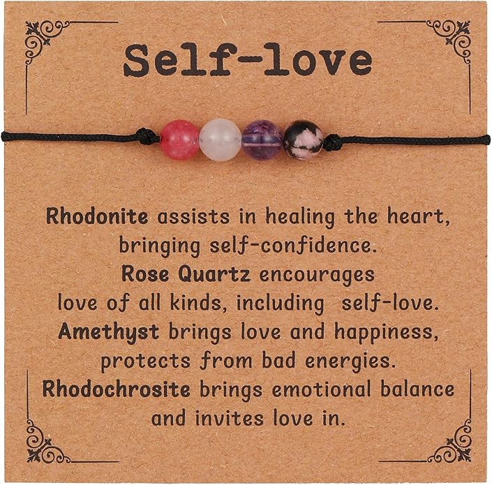 Korotho Empath Protection Bracelet Empath Bracelets Gifts for Her Natural Healing Crystal Beaded Bracelet, Tourmaline, Amethyst, Hematite, Rose Quartz, Jewelry for Best Friends Daughter Mom