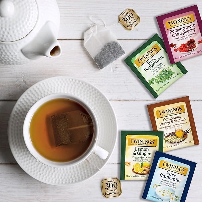 Twinings Assorted Herbal, Naturally Caffeine-Free Tea Bag Sampler (40 Count) 13 Flavour Boxed Variety Gift Set