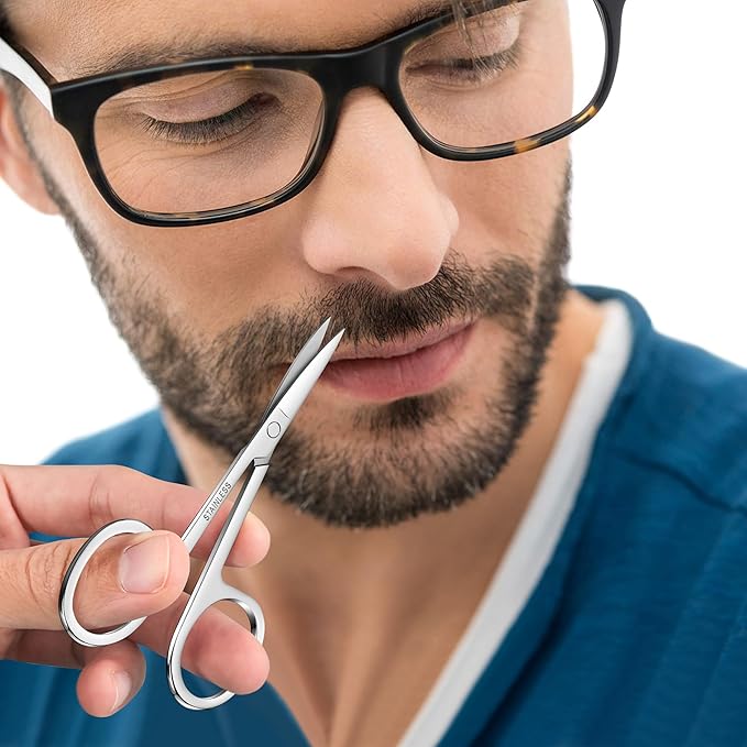 12-Pack Nose Hair Grooming Scissors Curved,Sharp Manicure Cuticle Scissors Stainless Steel All Purpose,Small Scissors Beauty for Men Women Eyebrow,Mustache,Beard Ear Trimming Kit