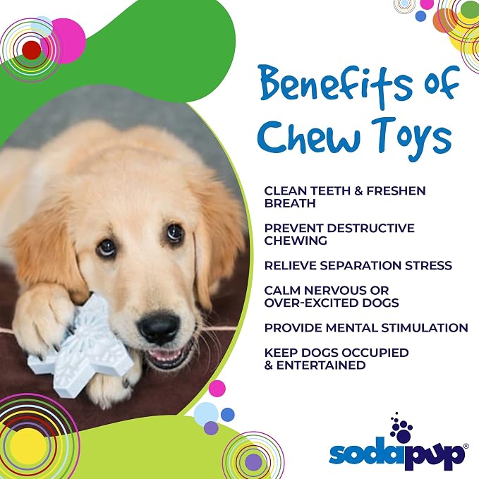 SodaPup Snowflake – Durable Dog Chew Toy Made in USA from Non-Toxic, Pet Safe, Food Safe Nylon Material for Mental Stimulation, Clean Teeth, Fresh Breath, Problem Chewing, Calming Nerves & More