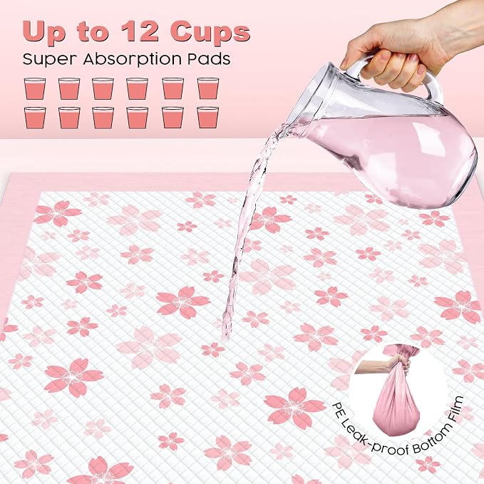 MIZOK Pink Puppy Pads with Adhesive Tabs Disposable Pee Pads 36x36in 30Ct | Giant Potty Pads Feature Sticky Corners and Extra Thick Layers Ideal for Multiple Pets or Big Dog Poop Pads Needs