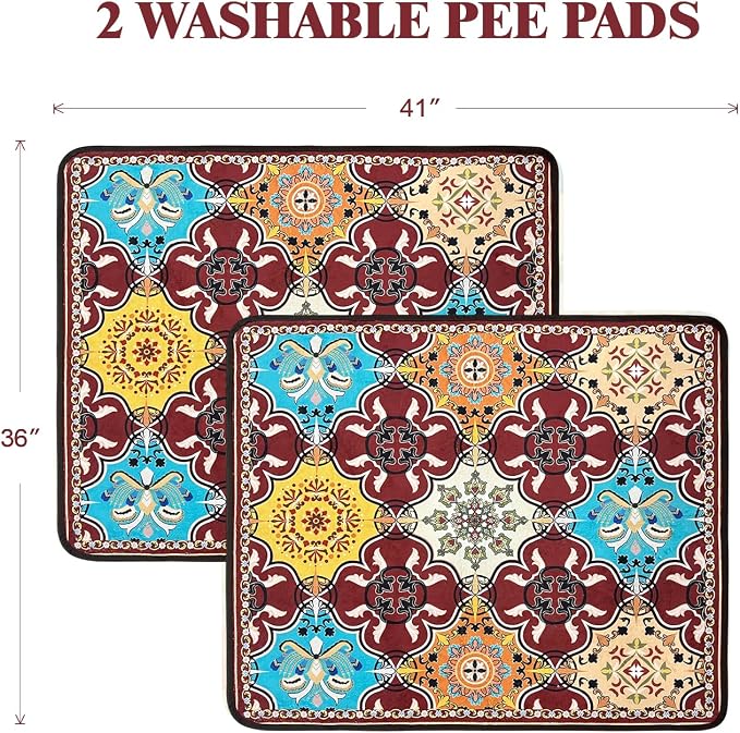 Washable Pee Pads for Dogs, Reusable Puppy Pads 36"x 41" 2 Pack | Leak-Proof, Super Absorbent Potty Training Pads With Non-Slip Backing For Crates, Floor, Playpen, Whelping & Furniture
