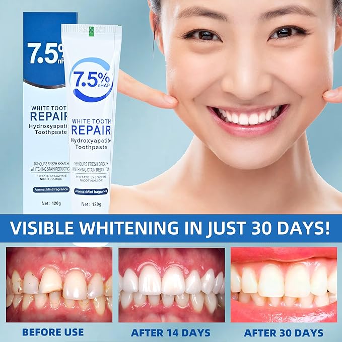 Set 2-Pack Hydroxyapatite Toothpastes for Enamel Protection and Tooth Strengthening，Fresh Breath，Formula mild Mint， Daily Use for Oral Health. (2)