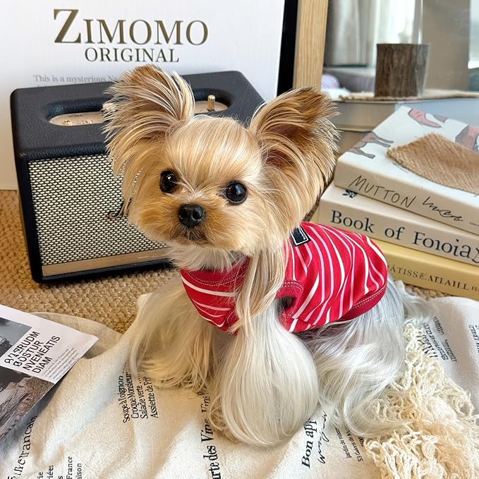 Soft Striped Dog Shirt, Cozy Warm pet Vest for Small Medium Dogs, Classic Puppy cat Clothes for Indoor Outdoor Outfits