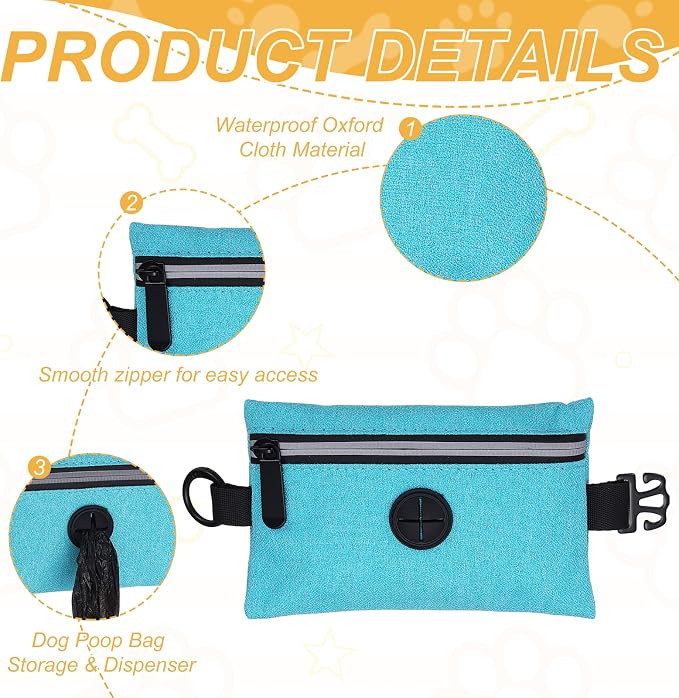 Dog Poop Bag Holder, Pet Waste Bag Dispenser Dog Treat Pouch with Zipper Oxford Cloth Portable Reusable Easy Cleanup(1Pcs, Dark Green), Intended for Outdoor/Travel/Walking