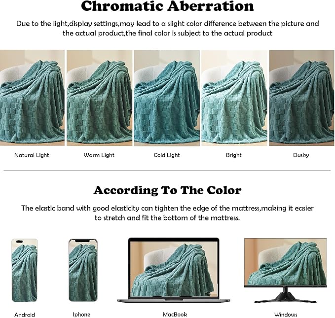 NEWCOSPLAY 3D Checkered Flannel Throw Blanket, Mint Green, 50"x70" | Super Soft Cute Lightweight Decorative Premium Silky Fleece Blanket for Couch Sofa Bed, Gift for Women Men, All Season Use