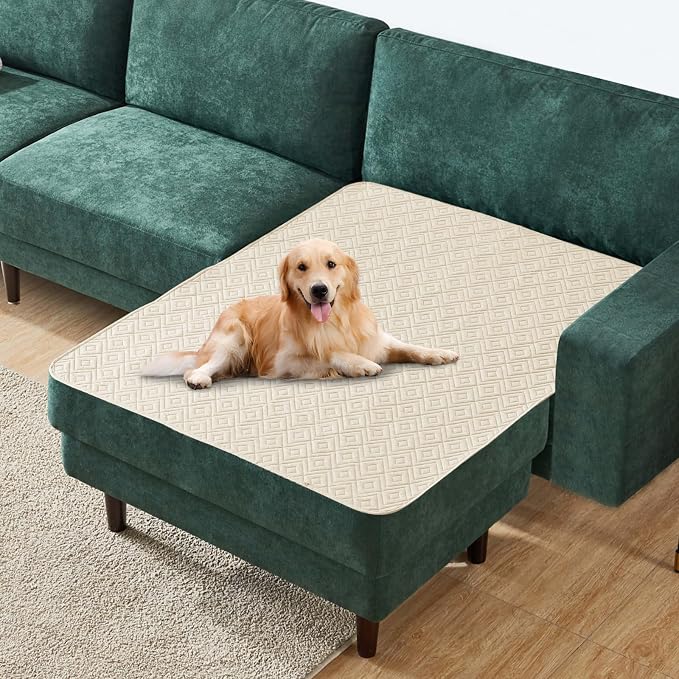 2026 Waterproof Chaise Dog Blanket (40"x50") Comfy Sofa Lounge Mat for Pets with Anti-Slip Back, Universal Incontinence Lightweight Liner Pad for Furniture Car Picnic etc Durable Washable, Beige