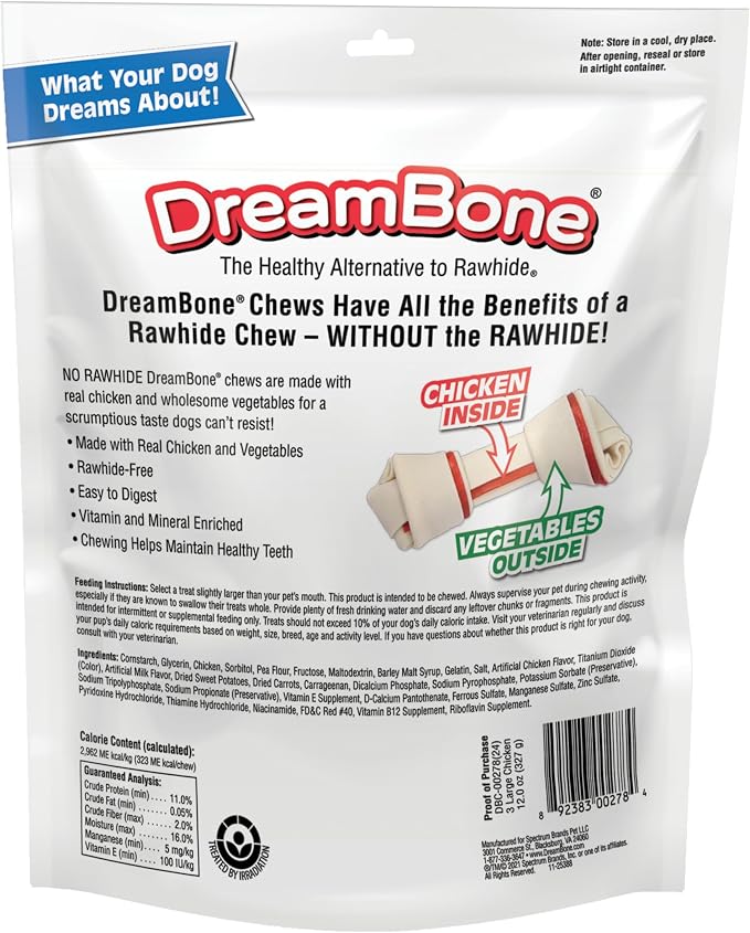 DreamBone Large Bone Rawhide-Free Dog Treats With Real Protein, 3 Count