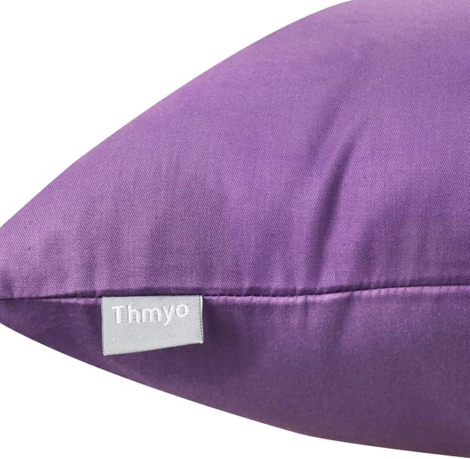 Thmyo 4-Pack 100% Cotton Lumbar Comfortable Solid Decorative Throw Pillow Case, Rectangle Cushion Cover Pillowcase Sublimation Blank Pillow Covers DIY Throw Pillowcase(12x20inch/30x50cm, Purple)