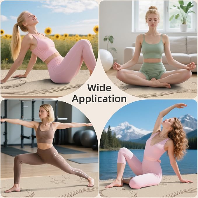 Extra Wide Yoga Mat, 72"x40"x0.4"Thick, Large Exercise Mat, Oversized Non Slip Workout Mat with Strap for Yoga, Pilates, Fitness, Home Gym Studio