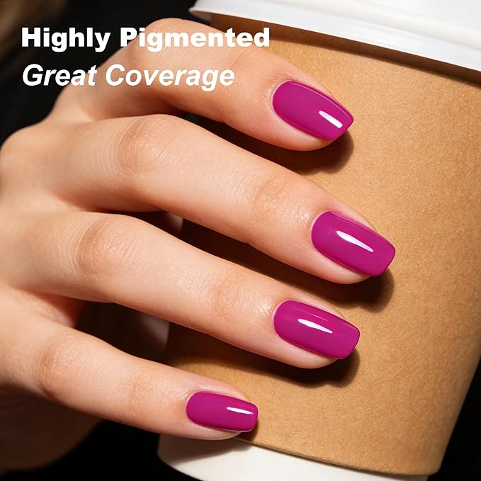 YTD Likomey Gel Nail Polish,15ml Fuchsia/Dragon Fruit Pink UV Nails Gel,Fall Winter Salon Home DIY Nail Art Manicure Pedicure Color Varnish,CS476