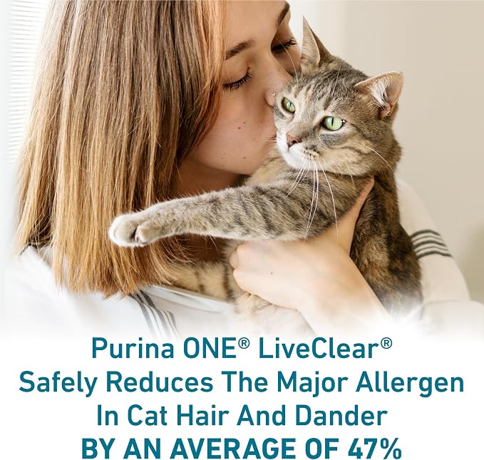 Purina ONE LiveClear Allergen-Reducing Cat Food Dry Formula with Real Chicken As The Number One Ingredient - 6.3 lb. Bag | Real chicken is the #1 ingredient, reduces allergens in cat hair and dander by 47%, includes DHA for cat vision support
