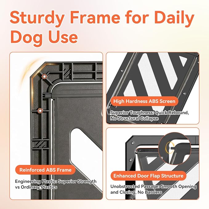 LIBBEPET Dog Door for Screen Door with Lockable Flap for Dog ≤50 lbs, Black | Outer Size 13"x17", Reinforced ABS Frame, Magnetic Auto-Reset Flap, Mosquito Resistant Brush, Scratch Resistant